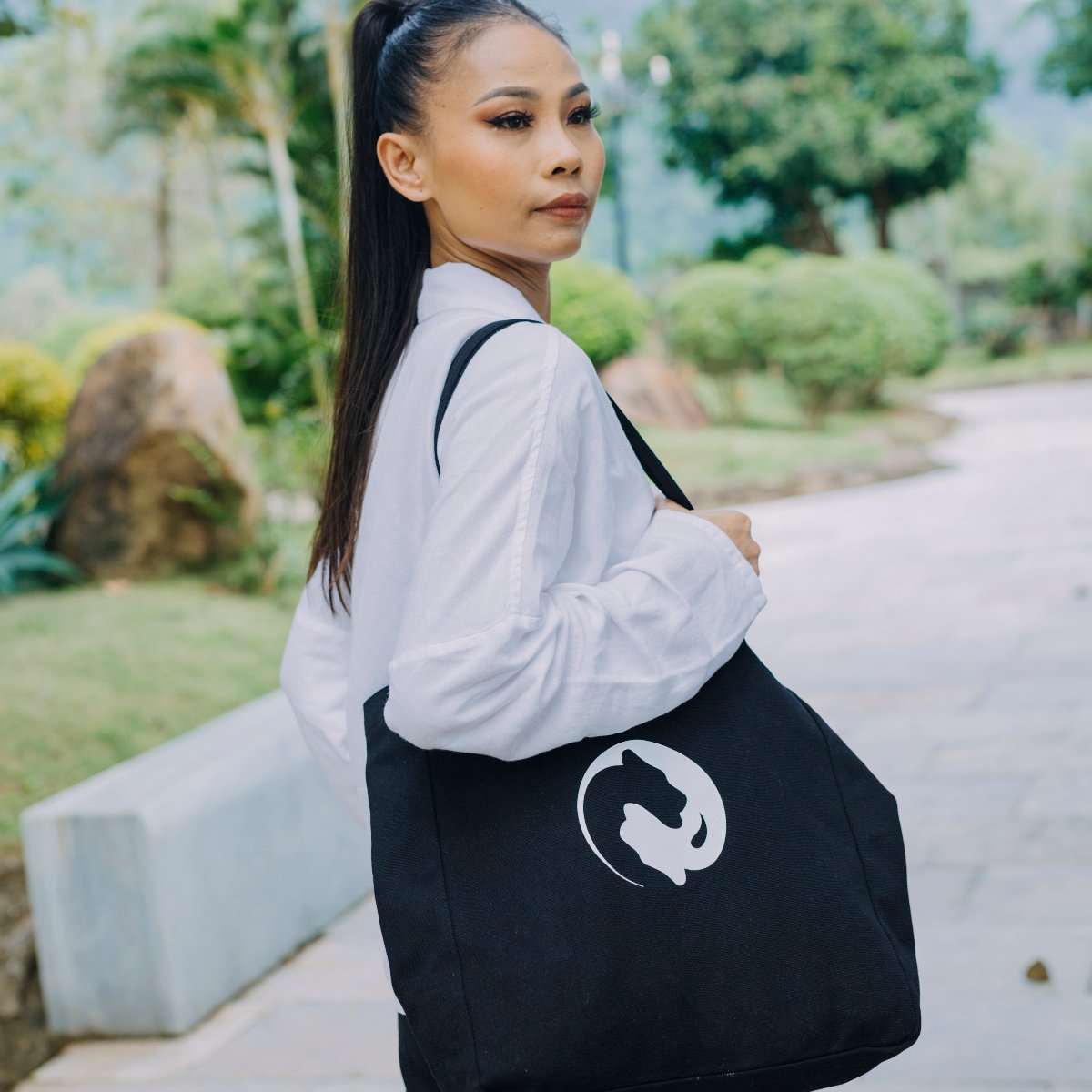 White Tiger Qigong Tote Bags